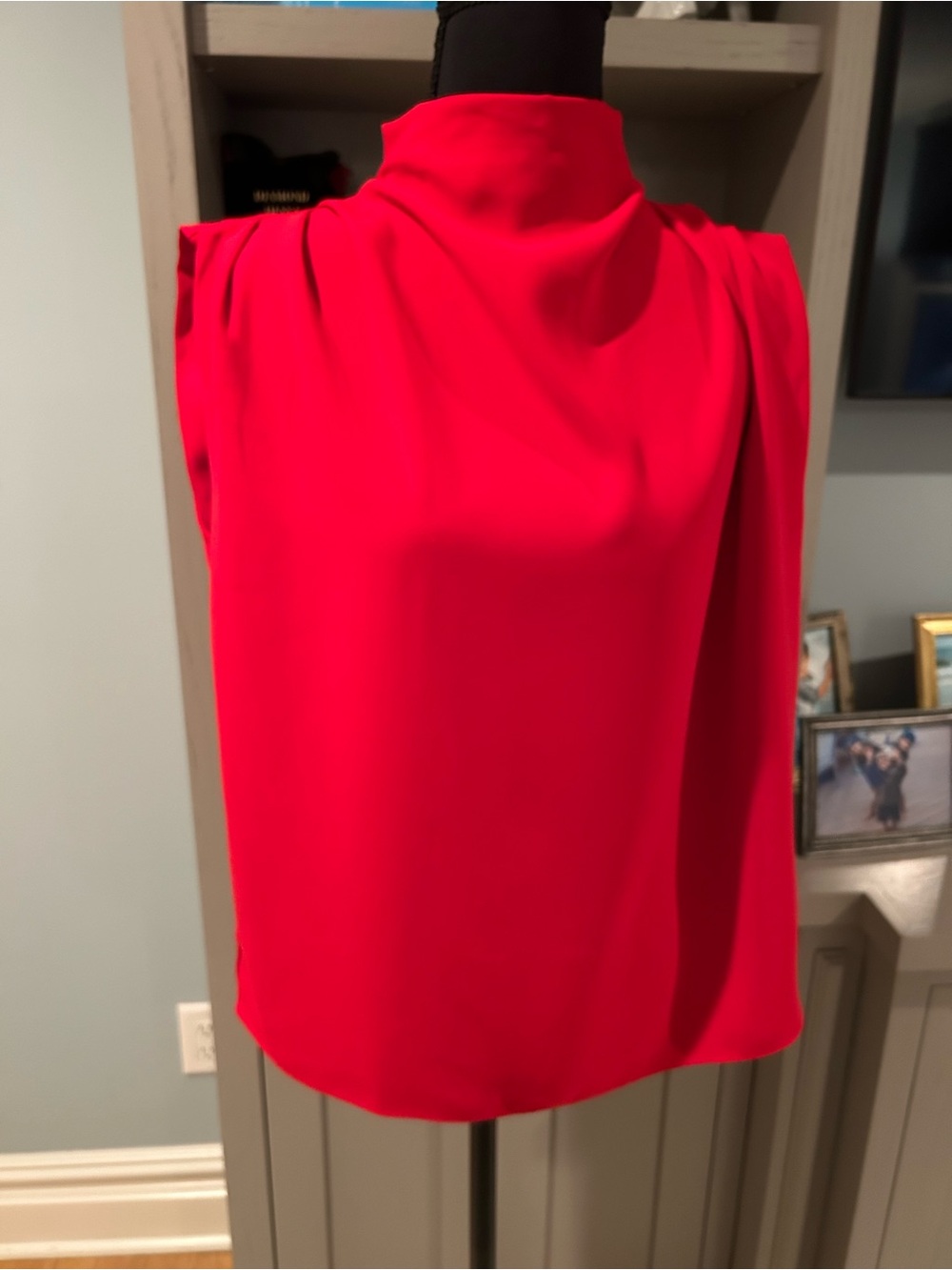 Amanda Uprichard Sleeveless Mock Neck Red Women's Top - Picture 6 of 7
